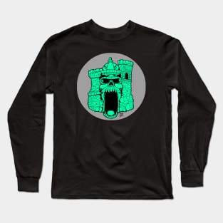 Broskull Logo V.2 Classic Green Castle with Grey Sun Small Name Long Sleeve T-Shirt